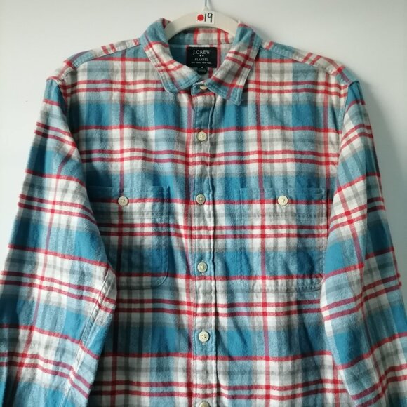 J. Crew Mens Blue Long Sleeve Collared Check Flannel Button Up Shirt Size M - Picture 2 of 7